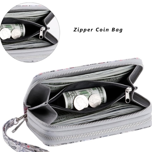 NWT Woman’s Cellphone Wallet with Dual Zipper & Removable Wristlet - Picture 5 of 12